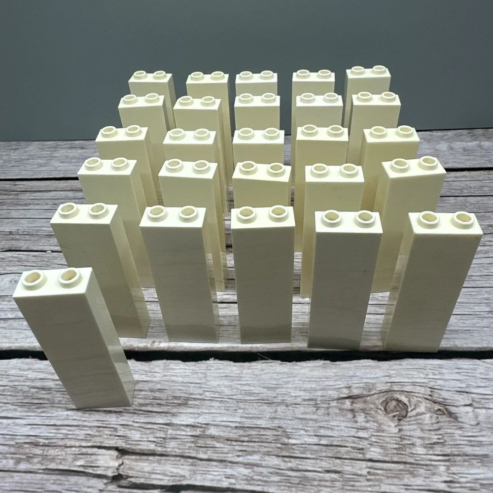 LEGO 2454 White Brick‎ 1 x 2 x 5 - Blocked Open Studs or Hollow Studs QTY 26